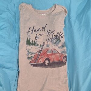 Head for the Hills' Graphic Tee - Light Beige with Red Car